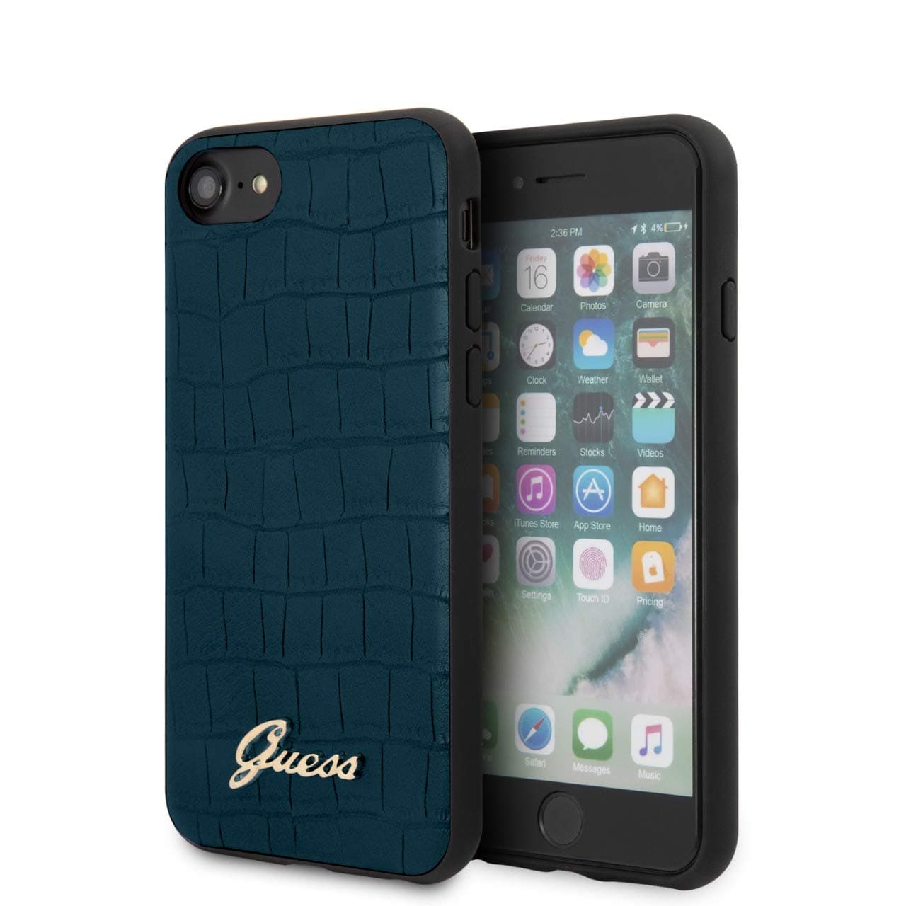 Калъф за Apple iPhone 7/8/SE (2020), хибриден, Guess Croco (GUHCI8PCUMLCRBL), син