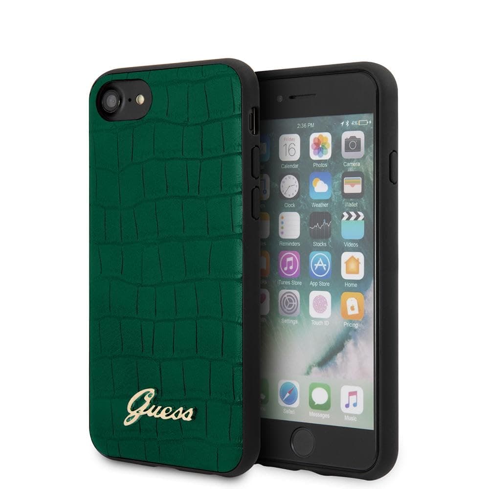 Калъф за Apple iPhone 7/8/SE (2020), хибриден, Guess Croco (GUHCI8PCUMLCRDG), зелен