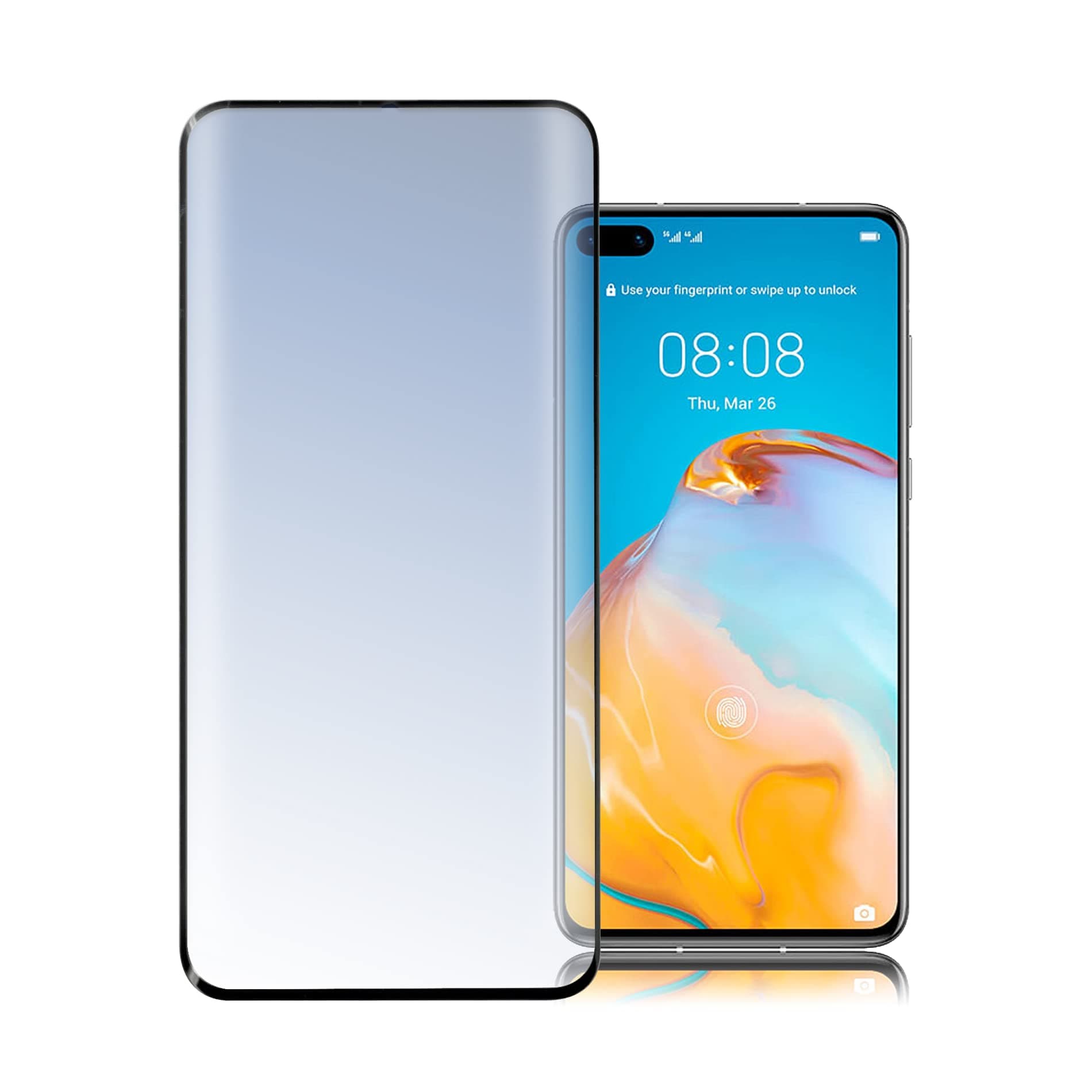Протектор от закалено стъкло /Tempered Glass/, 4smarts, за Huawei P40, черен-прозрачен