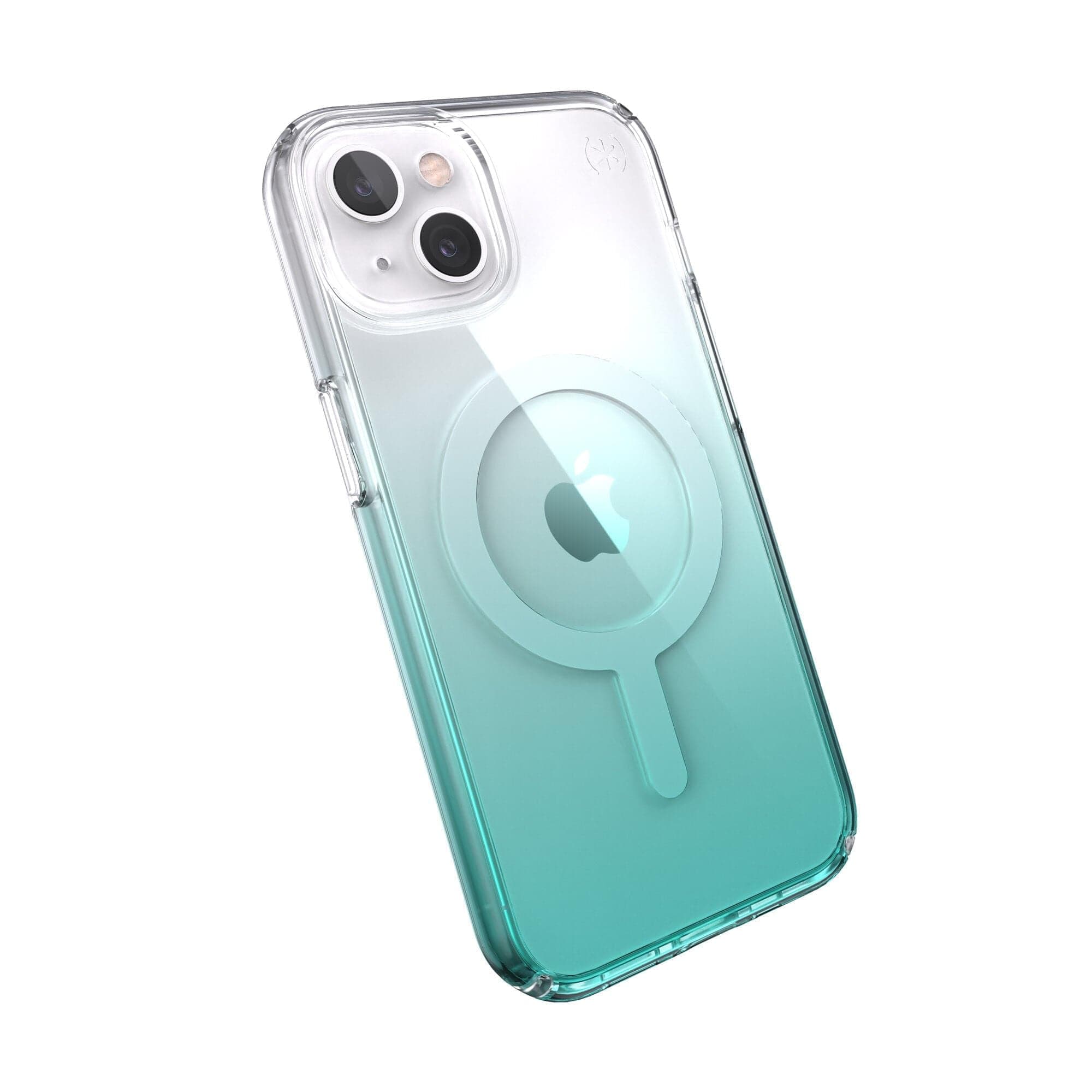Калъф за Apple iPhone 13, поликарбонатов, Speck iPhone 13 Presidio Perfect Clear Ombre + MS Clear(141764-9594), удароустойчив, антимикробно покритие Microban, съвместим с аксесоари на Apple MagSafe, прозрачно зелен
