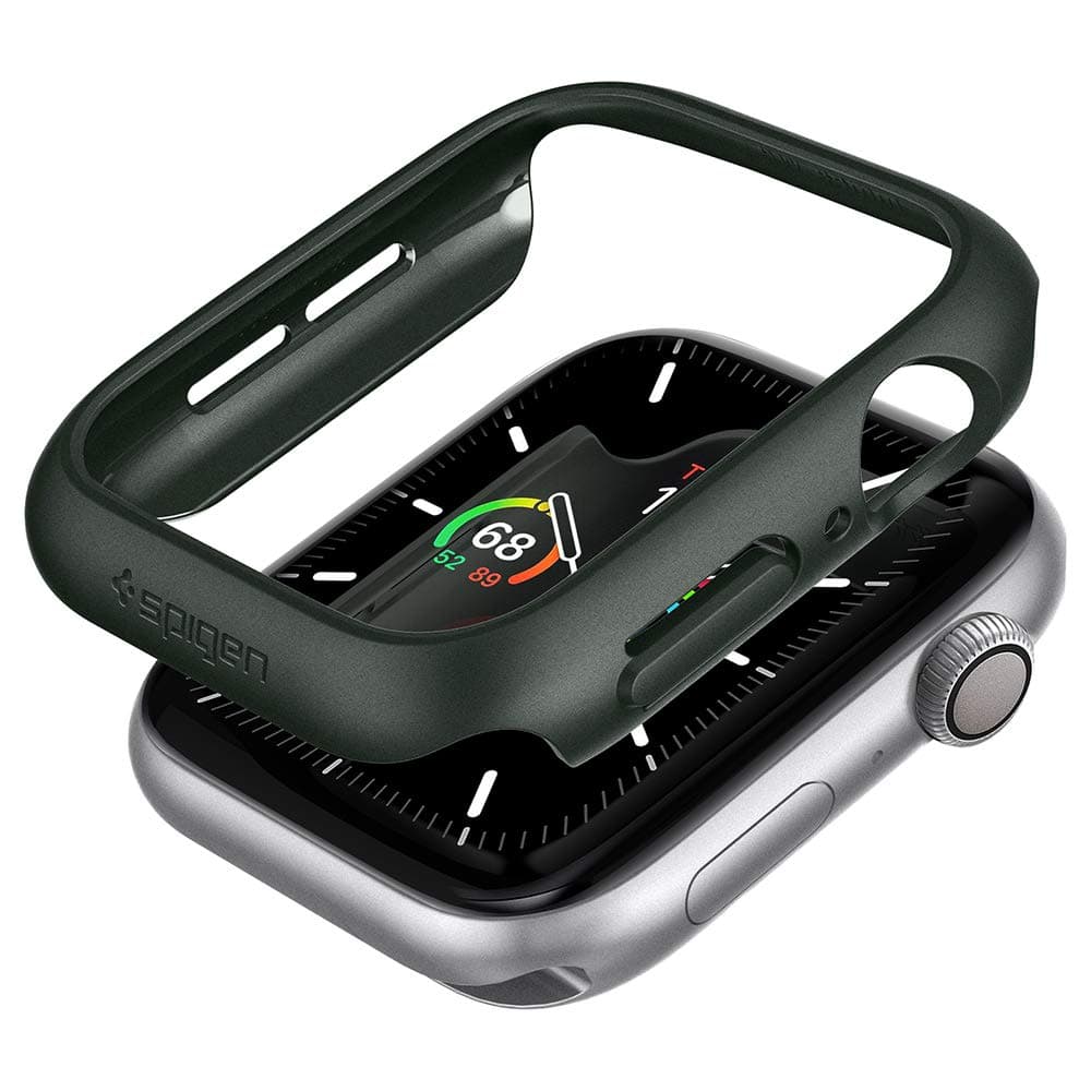Страничен протектор за Apple Watch 44mm, поликарбонатов, Spigen Thin Fit Case (ACS02000), тъмнозелен