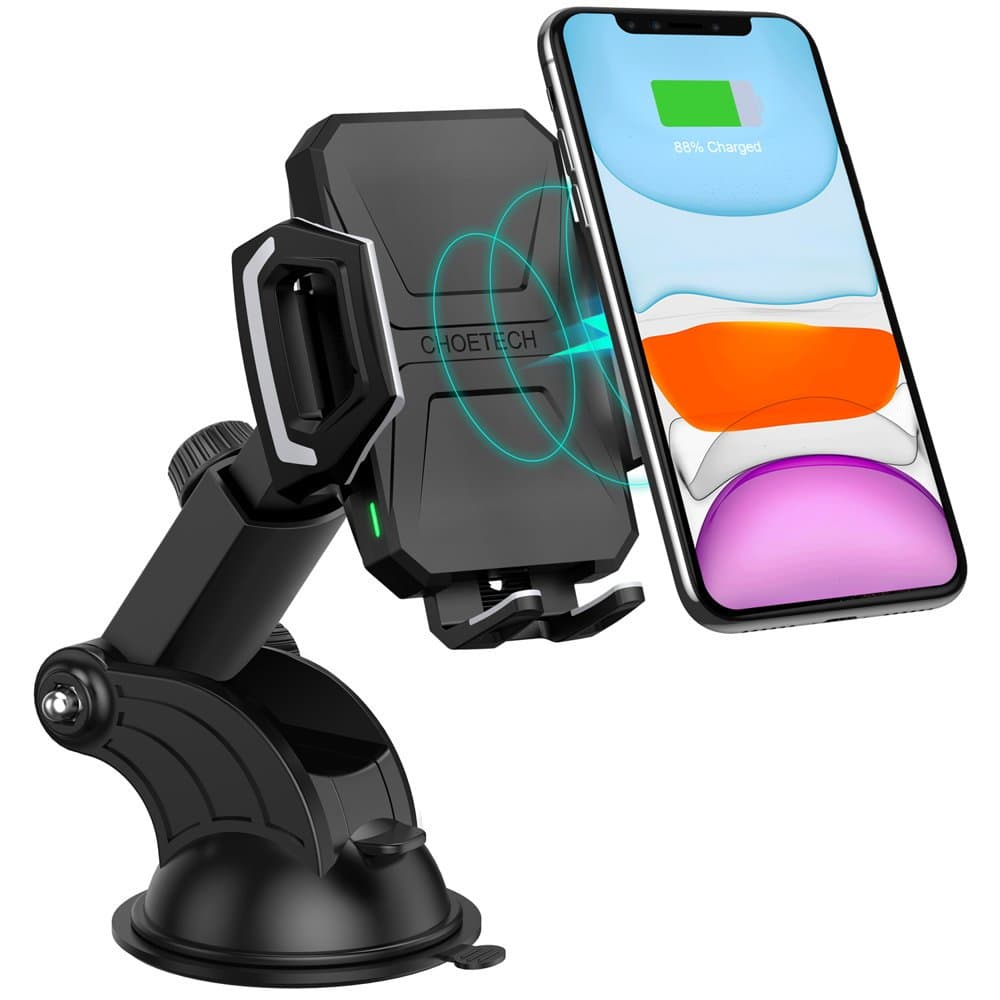 Поставка за кола с безжично зареждане за Qi съвместими смартфони - Choetech Wireless Charger Stand (черен)