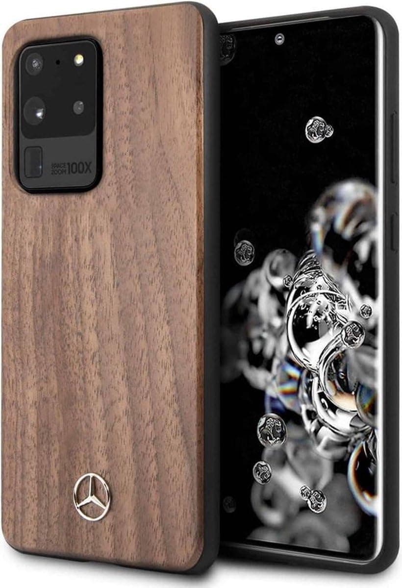 Калъф за Samsung Galaxy S20 Ultra, термополиуретанов, Mercedes-Benz Wood Cover (MEHCS69VWOLB), кафяв
