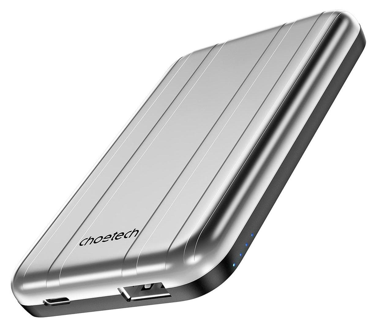 Преносима външна батерия с USB-C и USB-A портове и безжично зареждане с MagSafe - Choetech B655 Wireless MagSafe Powerbank 5000 mAh (сребрист)
