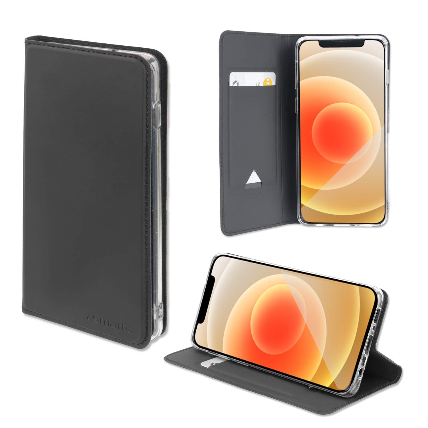 Калъф за Apple iPhone 12 Pro Max, тип "портфейл", еко кожа, 4smarts Flip Case URBAN Lite (4S467651), черен