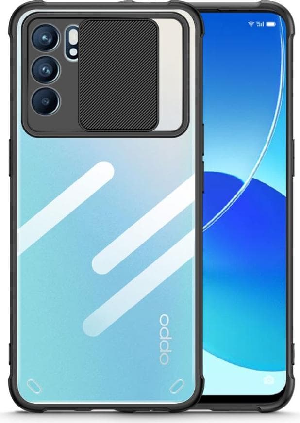 Калъф заОрро Reno 6 5G, хибриден, Tech-Protect CamShield Case, удароустойчив, черен
