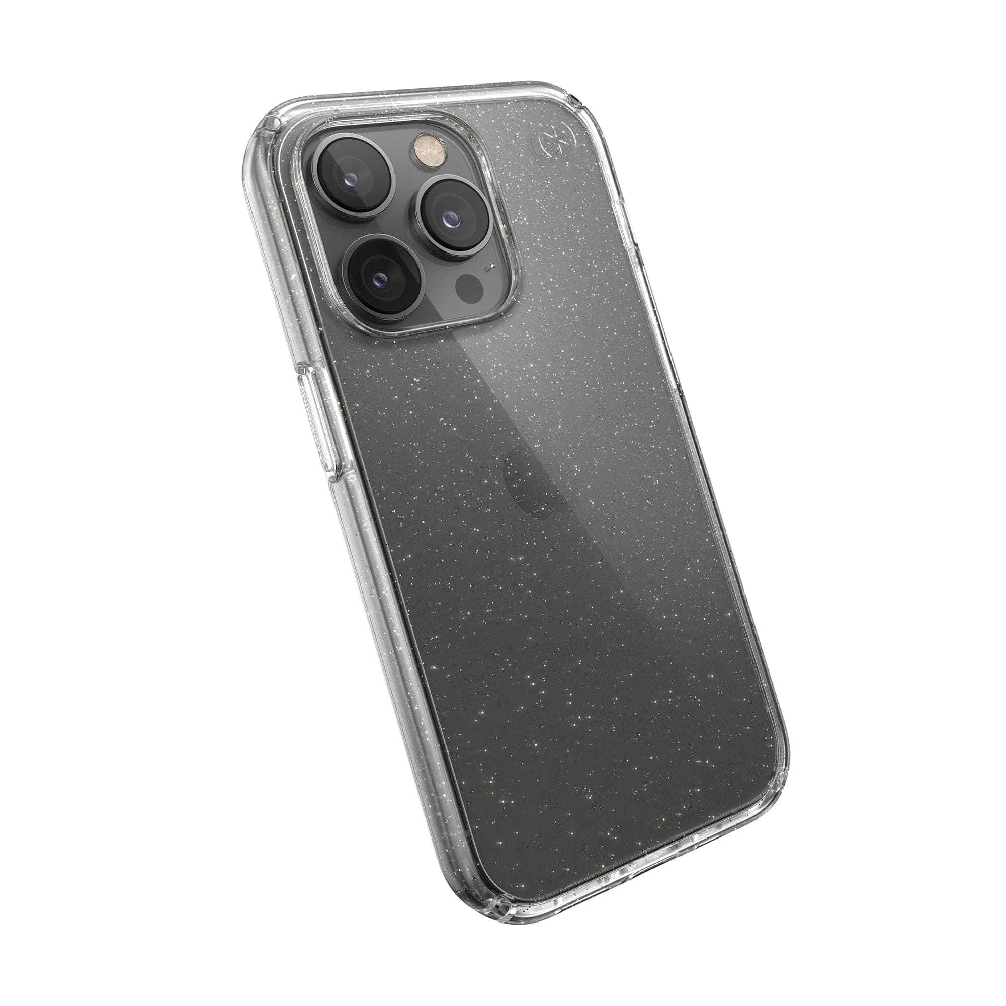 Калъф за Apple iPhone 14 Pro, Speck Presidio Perfect Clear Glitter Clear/Gold Glitter, антимикробно покритие, прозрачен