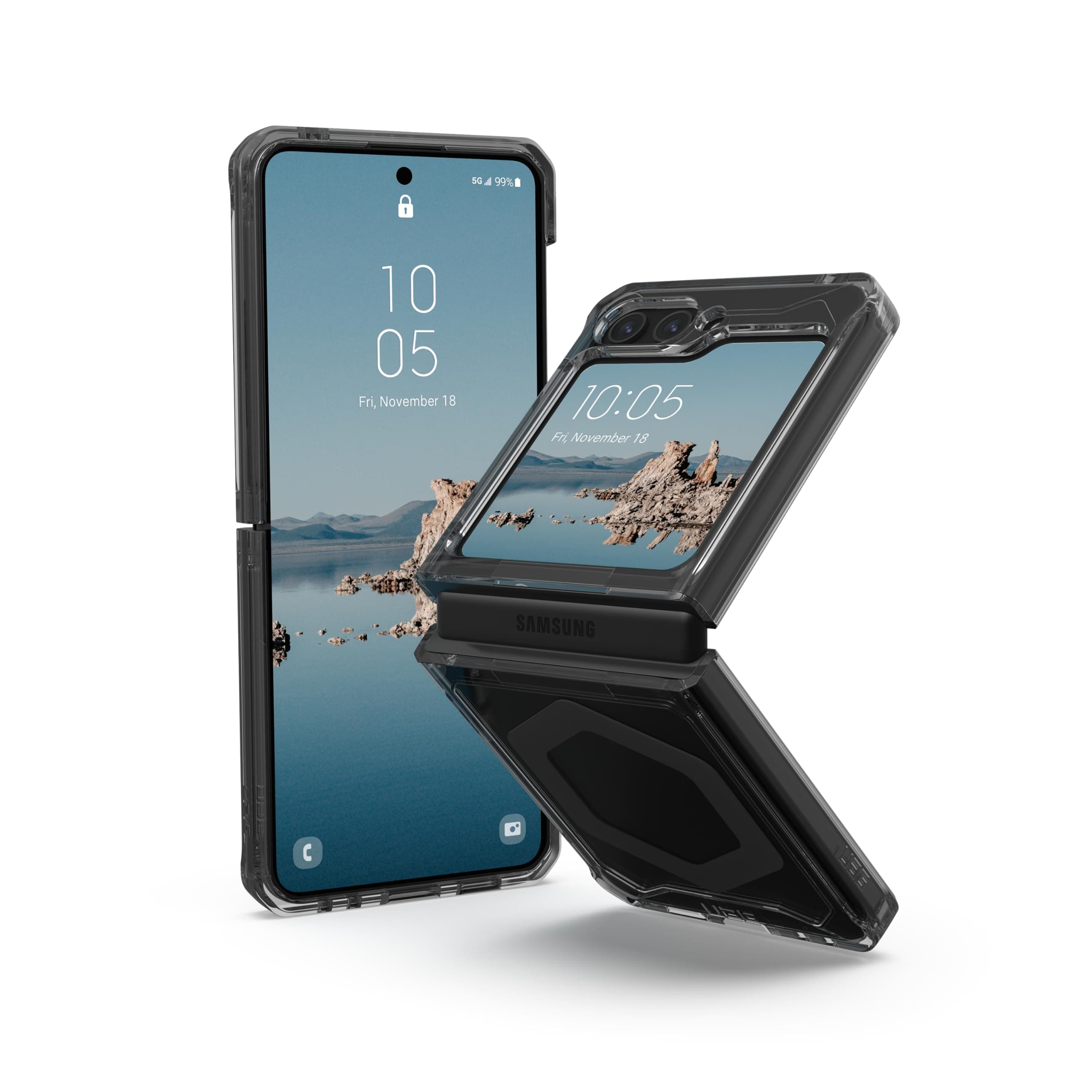Калъф за Samsung Galaxy Z Flip 5, хибриден (термополиуретан и поликарбонат), Urban Armor Plyo MagSafe, удароустойчив, прозрачен, черен