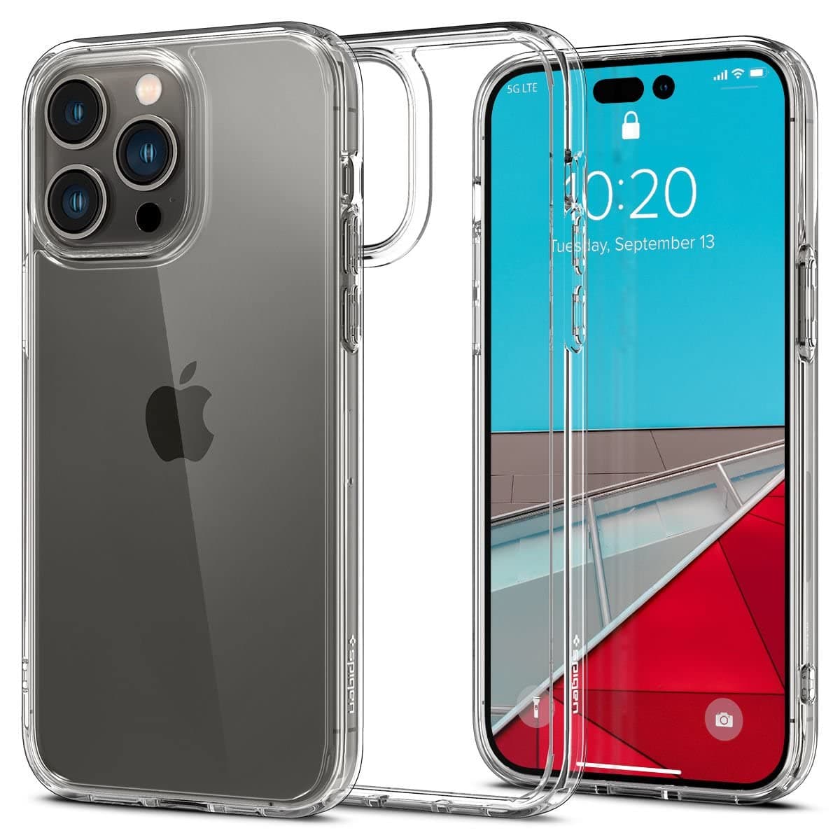 Калъф за Apple iPhone 14 Pro, хибриден (термополиуретан и поликарбонат), Spigen Crystal Hybrid (ACS04666), удароустойчив, прозрачен
