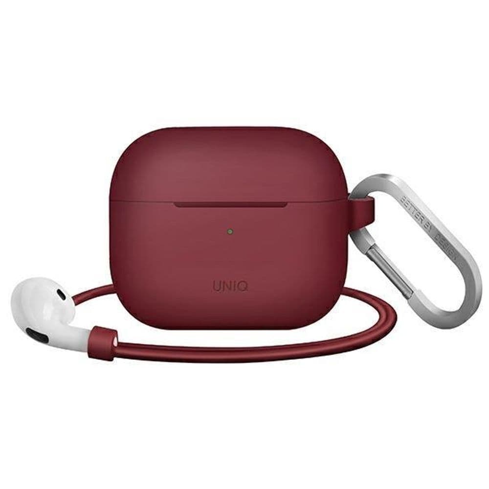 Силиконов (TPU) калъф и силиконово въженце за Apple AirPods 3 - Uniq Vencer Silicone Hang Case (бордо)