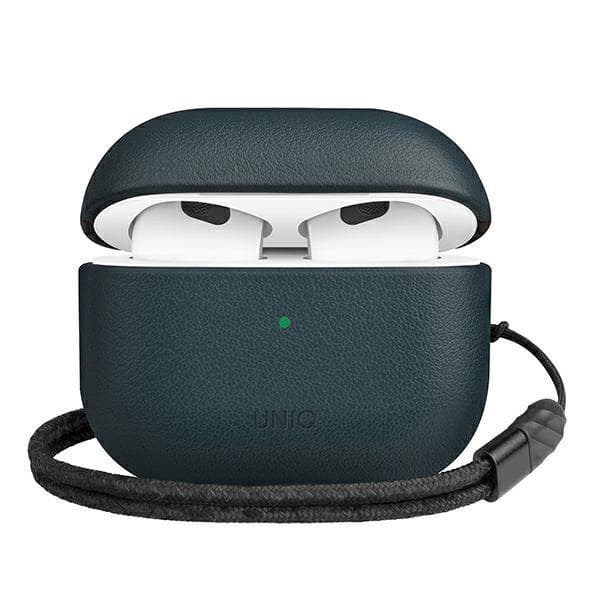 Кожен кейс (естествена кожа) за Apple Airpods 3 - Uniq Terra Genuine Leather Case (тъмносин)