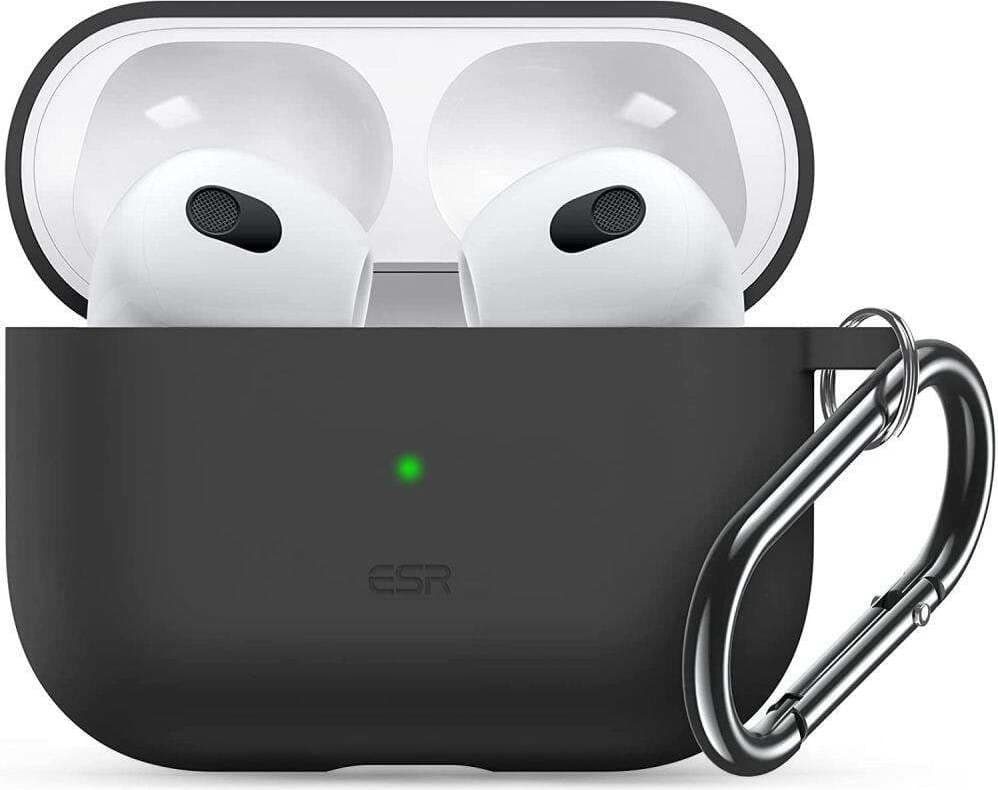 Силиконов калъф с карабинер за Apple AirPods 3 - ESR AirPods 3 Bounce Carrying Case (черен)