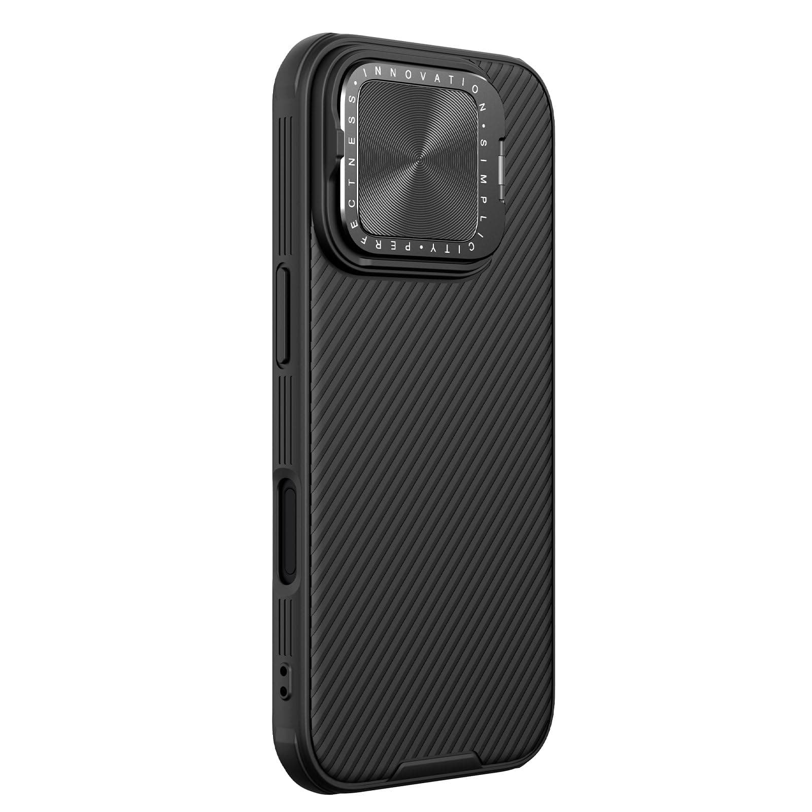 Калъф за Apple iPhone 16 Pro, хибриден (термополиуретан и поликарбонат), Nillkin CamShield Prop Hard Case, удароустойчив, черен