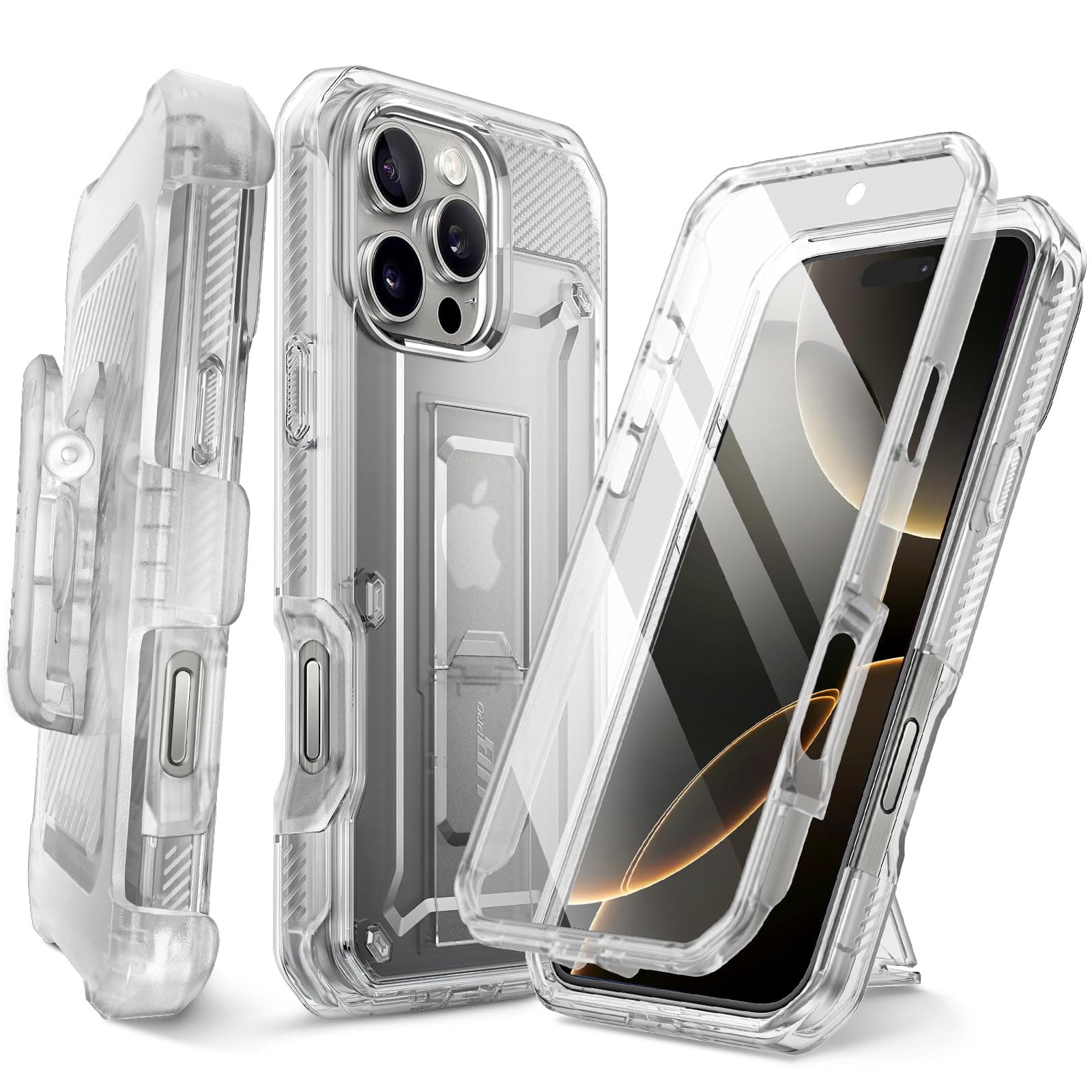 Калъф за Apple iPhone 16 Pro Max, хибриден (термополиуретан и поликарбонат), i-Blason SUPCASE Unicorn Beetle Pro Case, удароустойчив, прозрачен