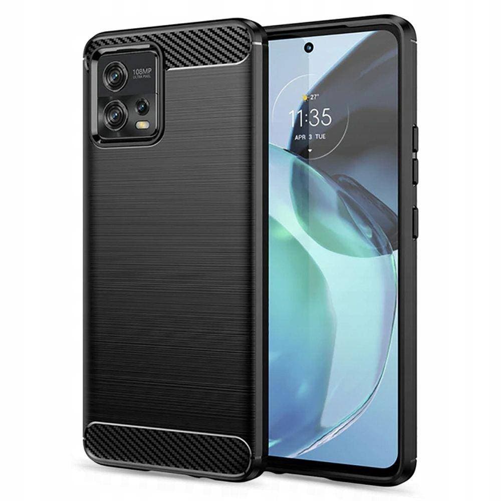 Тънък силиконов (TPU) калъф за Motorola Moto G72 - Tech-Protect Carbon Flexible TPU Case (черен)