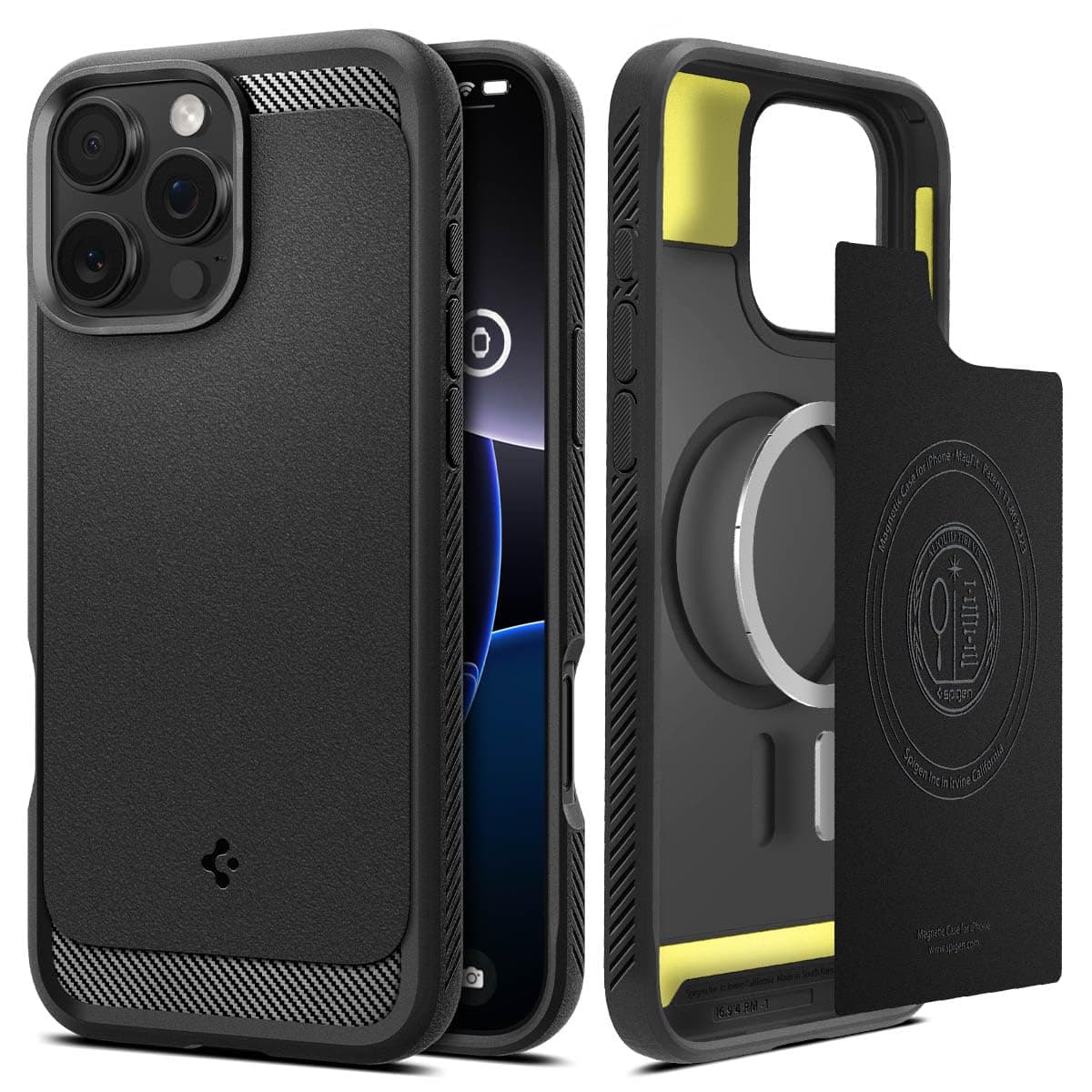 Калъф за Apple iPhone 16 Pro Max, силиконов, Spigen Rugged Armor MagSafe, удароустойчив, с магнит, черен