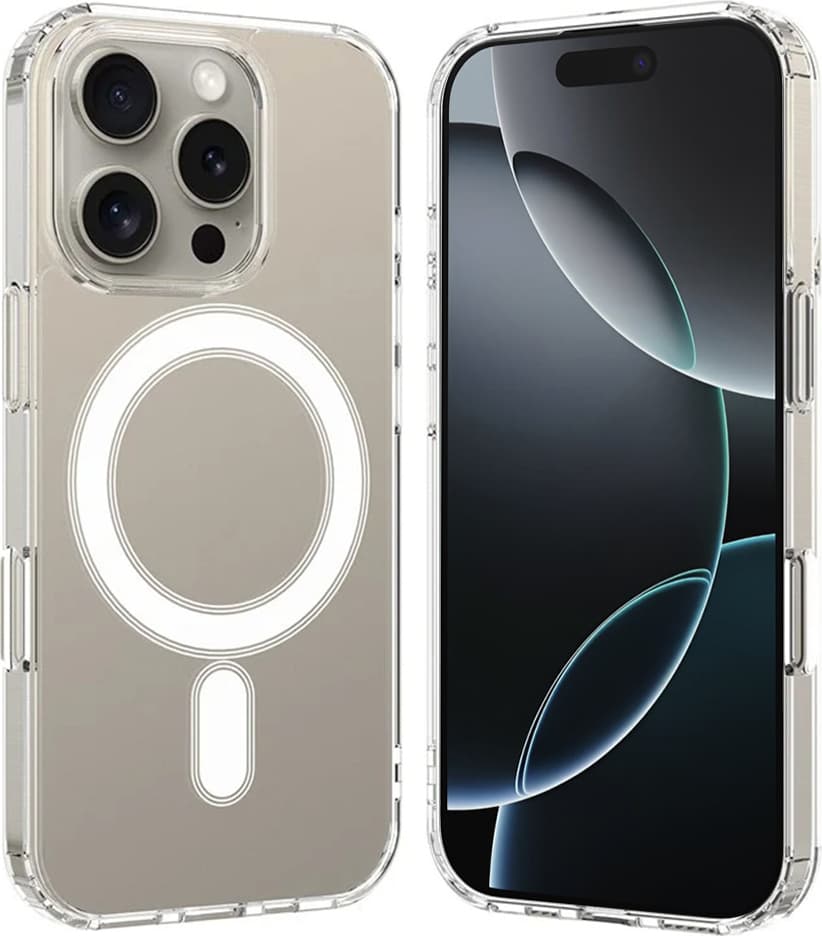 Калъф за Apple iPhone 16 Pro, хибриден (термополиуретан и поликарбонат), Techsuit MagSafe Pro Hybrid Case, удароустойчив, с магнит, прозрачен