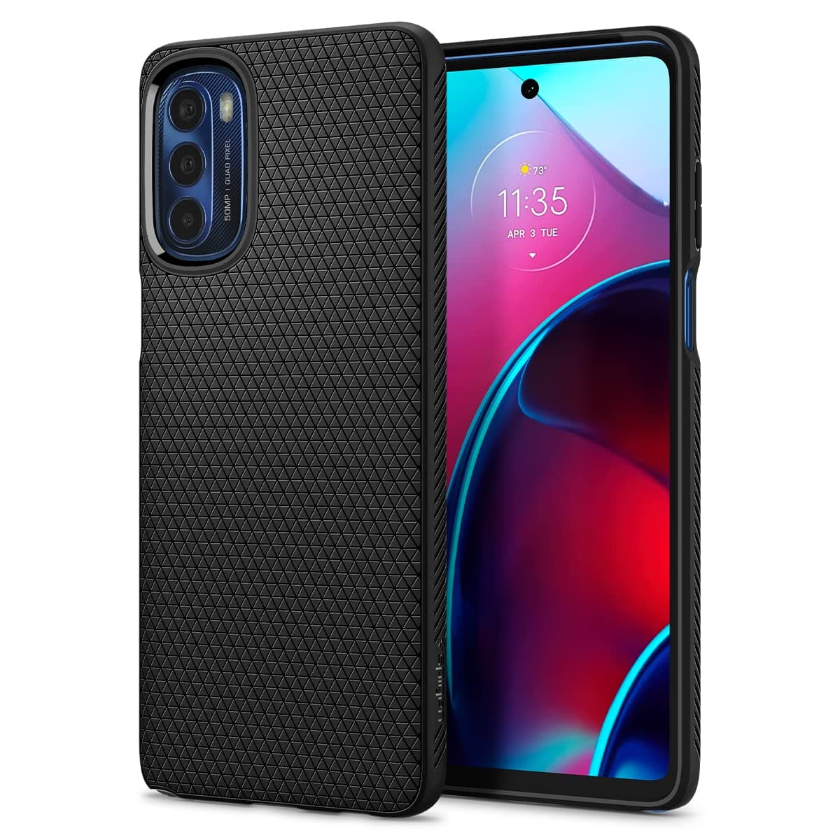 Силиконов (TPU) калъф с висока степен на защита за Motorola Moto G Stylus 2022 - Spigen Liquid Air Case (черен)