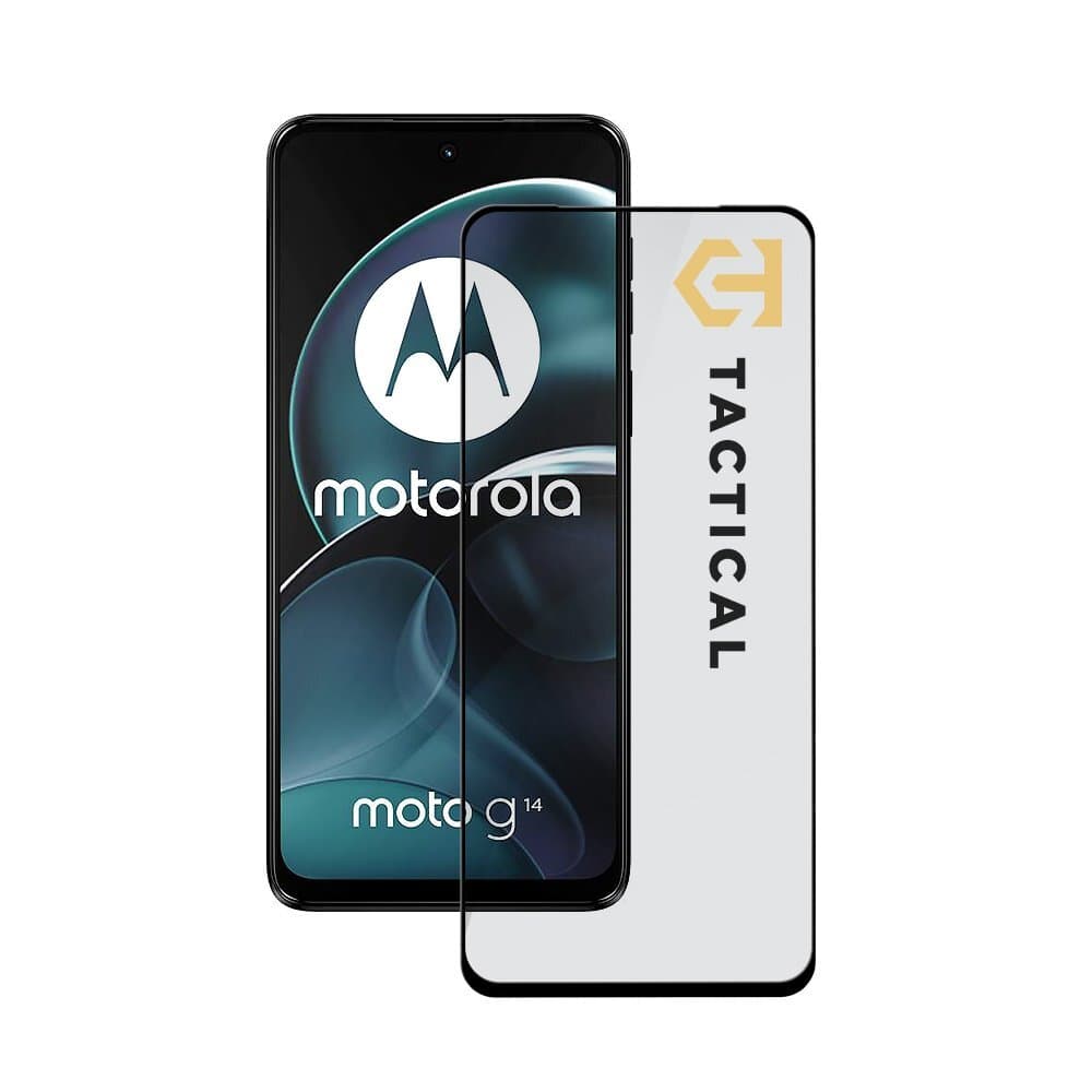Стъклено защитно покритие за целия дисплей на Motorola Moto G14 - Tactical Glass Shield 5D (черен-прозрачен)