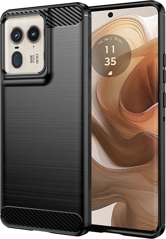 Тънък силиконов (TPU) калъф за Motorola Edge 50 Ultra (черен) - Techsuit Carbon Silicone Case
