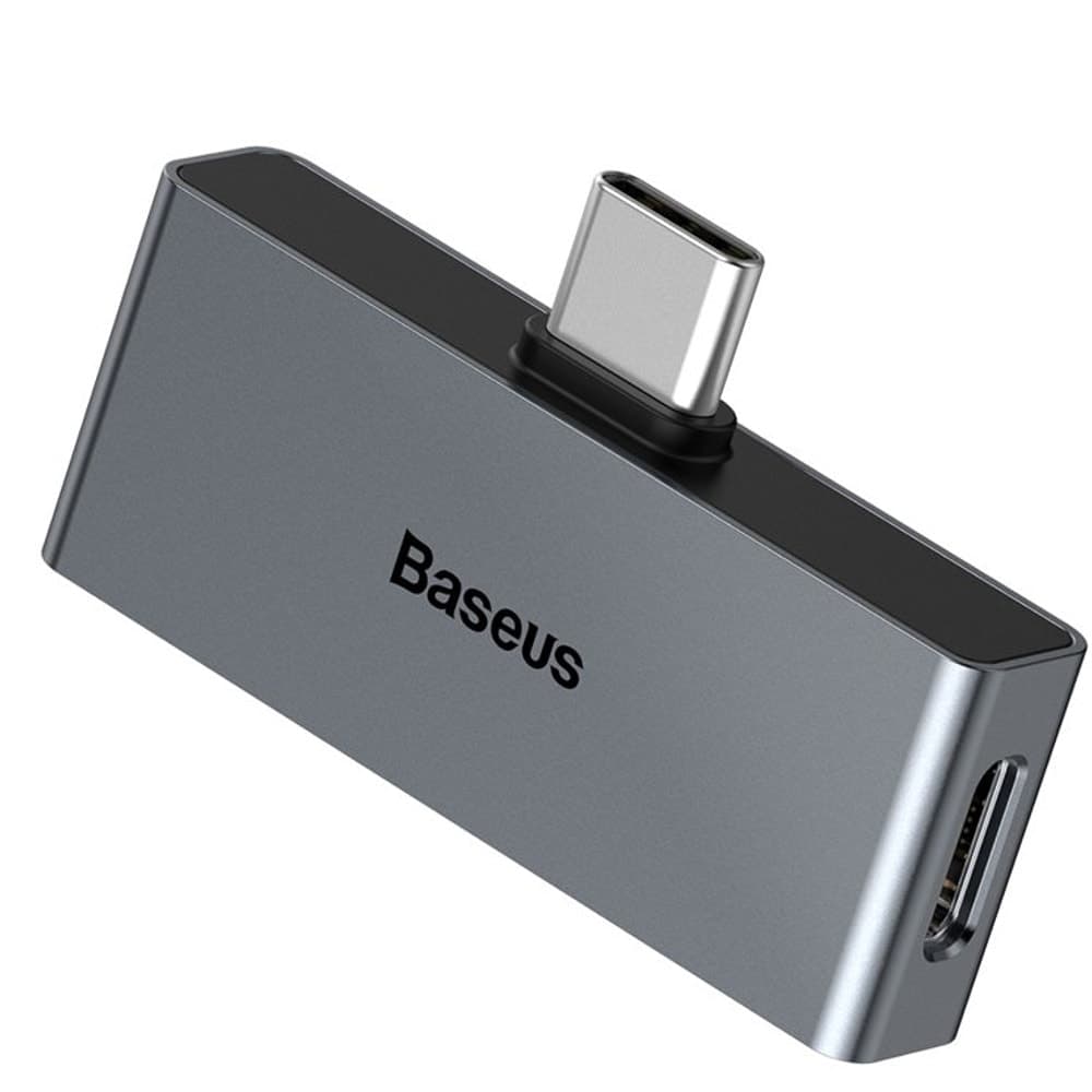 Адаптер Baseus CATL57-0A, от USB C(м) към USB C(ж)/AUX(ж), 18W, сив