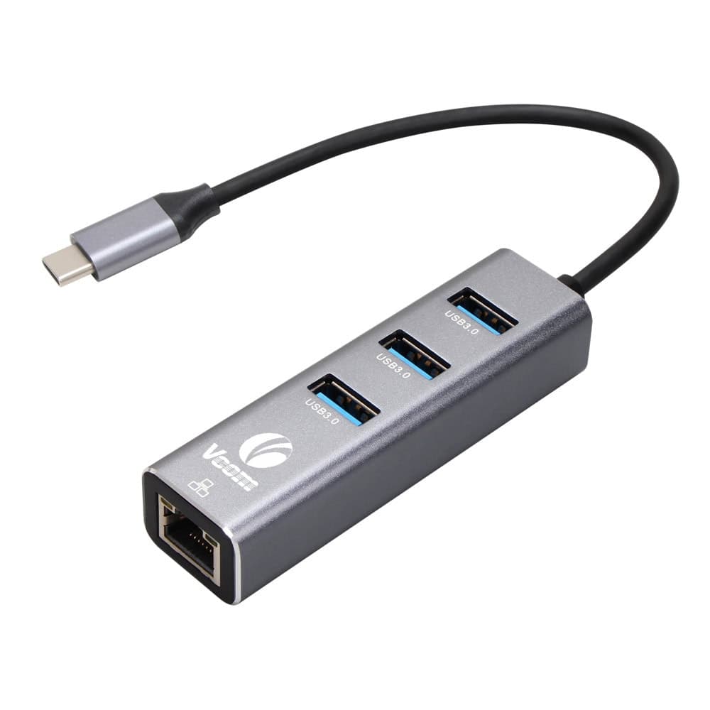 Докинг станция VCom DH311B, от USB-C към 3x USB-A, 1x RJ45, сива