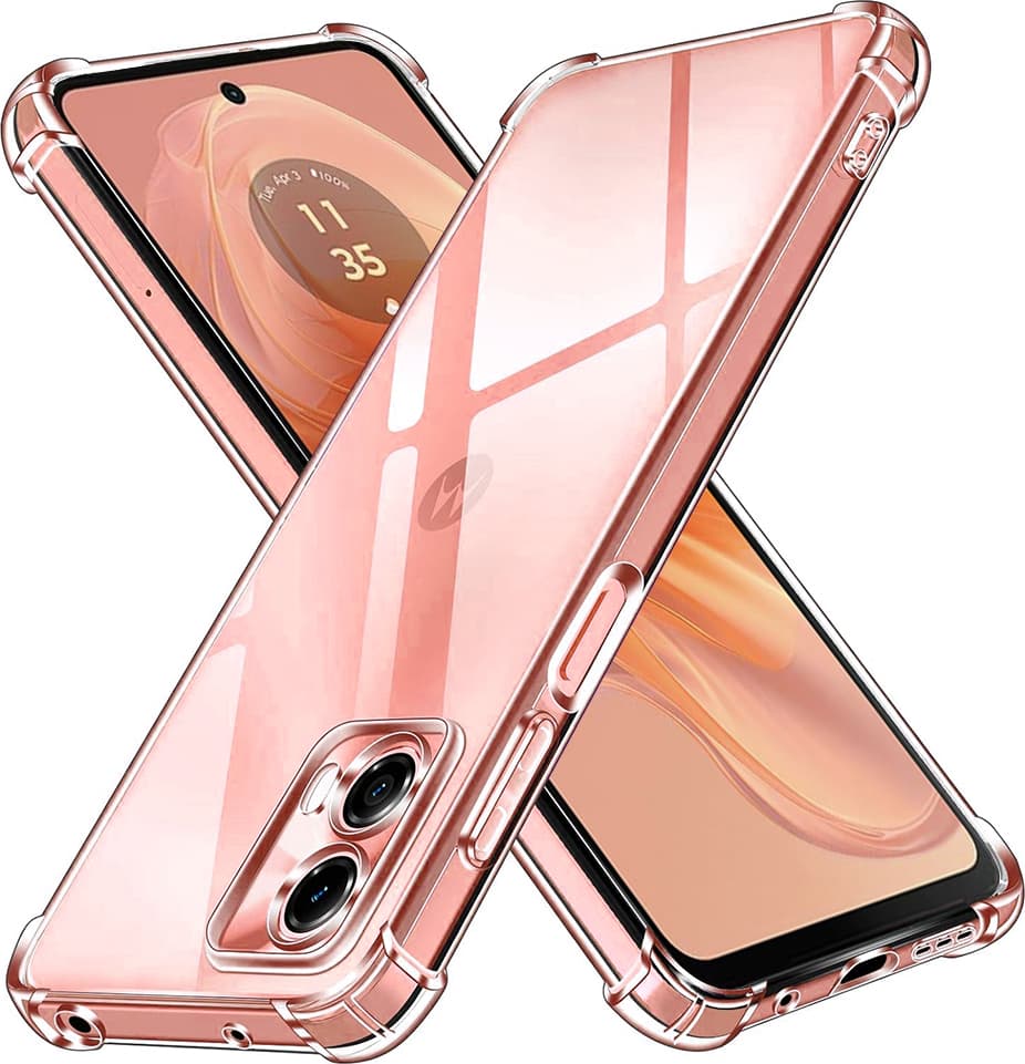 Удароустойчив силиконов (TPU) калъф за Motorola Moto G04, Moto G04s, Moto G24, Moto E14 (прозрачен) - Techsuit Shockproof Clear Silicone Case
