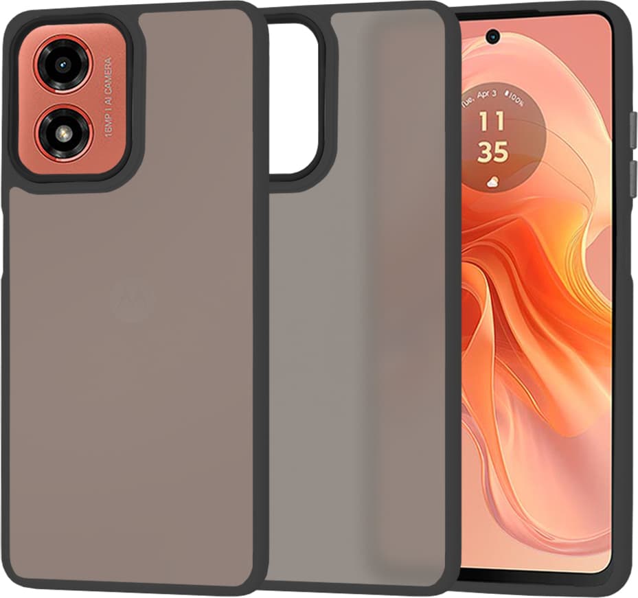 Хибриден удароустойчив кейс за Motorola Moto G04, Moto G04s, Moto G24, Moto E14 - Techsuit HaloFrost Hybrid Case (черен-мат)