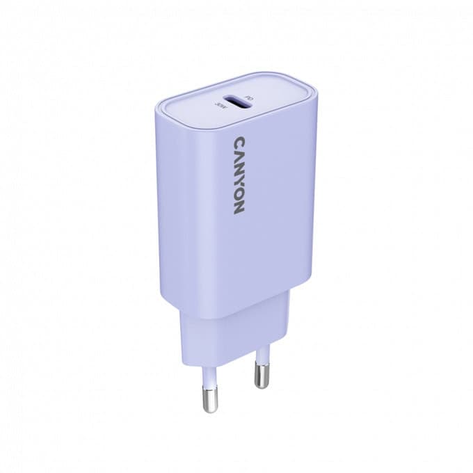 Зарядно устройство Canyon OnCharge 30CL, от контакт към USB C(ж), лилаво, 30W