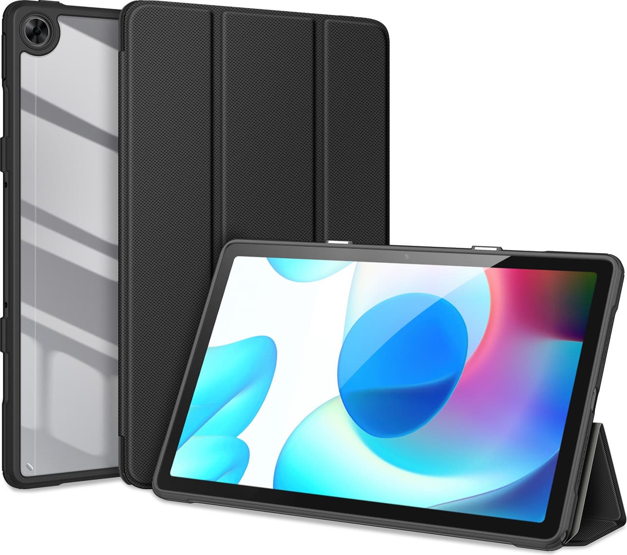 Хибриден удароустойчив кейс за Realme Pad 10.4 (2021) - DUX DUCIS Toby Tablet Case (черен-прозрачен)