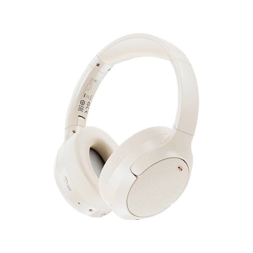 Слушалки Acefast H6, безжични/жични, Bluetooth, Jack 3.5mm, микрофон, ANC шумопотискане, 40mm говорители, сгъваеми, до 55 часа живот на батерията, IPX4 защита, бели