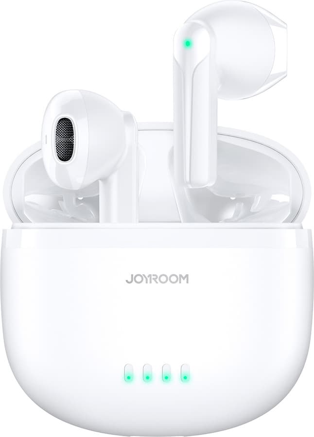 Слушалки Joyroom JR-TL11, безжични, Bluetooth, микрофон, IPX4 защита, до 6 часа време на работа, ENC шумопотискане, бели
