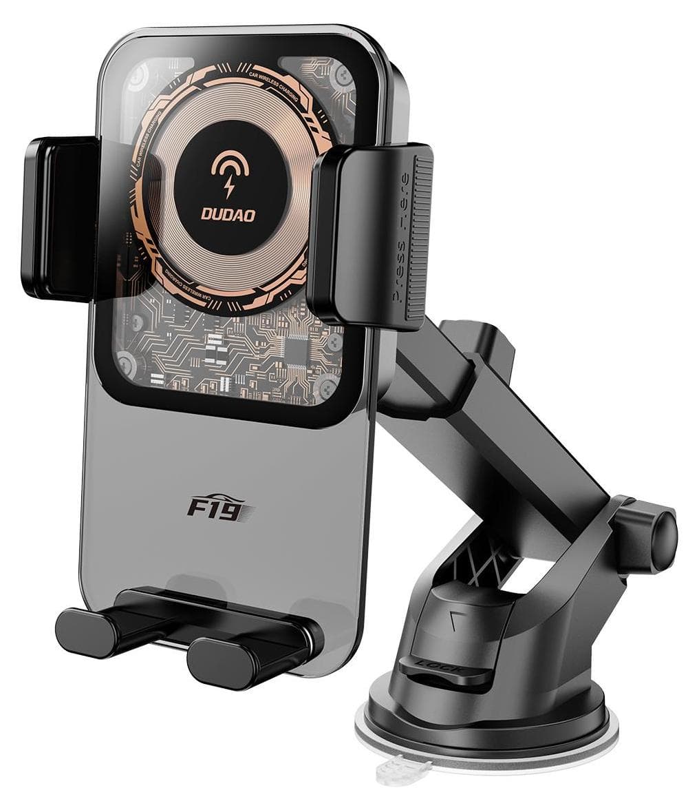 Стойка за телефон Dudao F19, за Apple iPhone, за кола, въртене на 360°, безжично зареждане MagSafe, черна