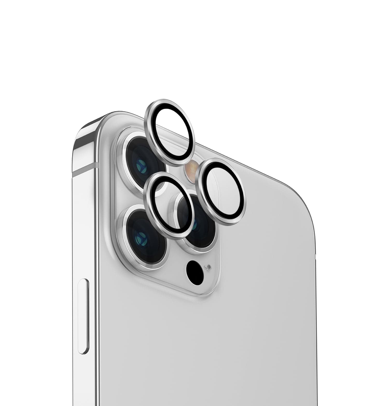 Предпазни стъклени лещи за камерата на Apple iPhone 14 Pro/14 Pro Max, Uniq Optix, сребрист