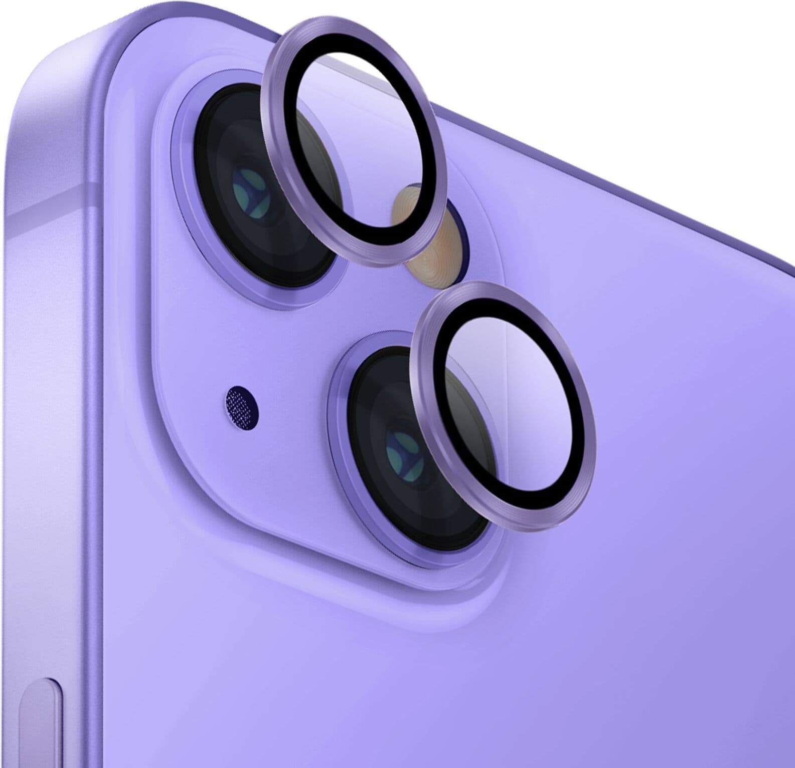 Предпазни стъклени лещи за камерата на Apple iPhone 14/14 Plus, Uniq Optix, лилав