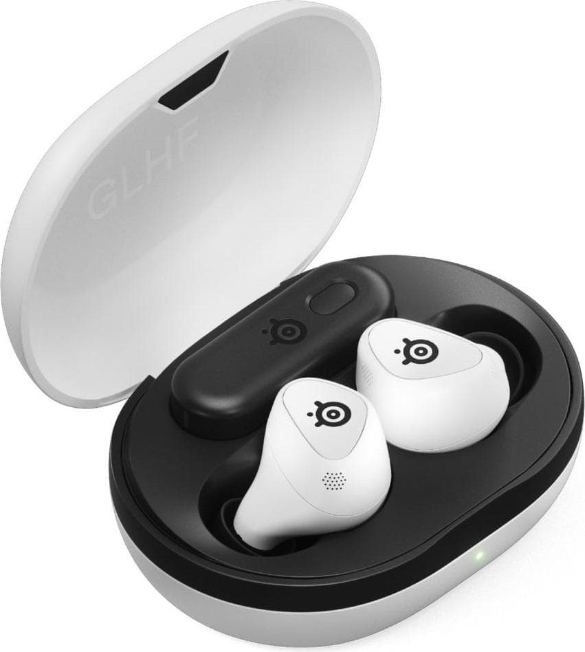Слушалки SteelSeries Arctis GameBuds - White, безжични, Bluetooth, USB, микрофон, гейминг, тип "тапи" Active Noise Cancellation, IP55 защита, до 10 часа време на работа, бели