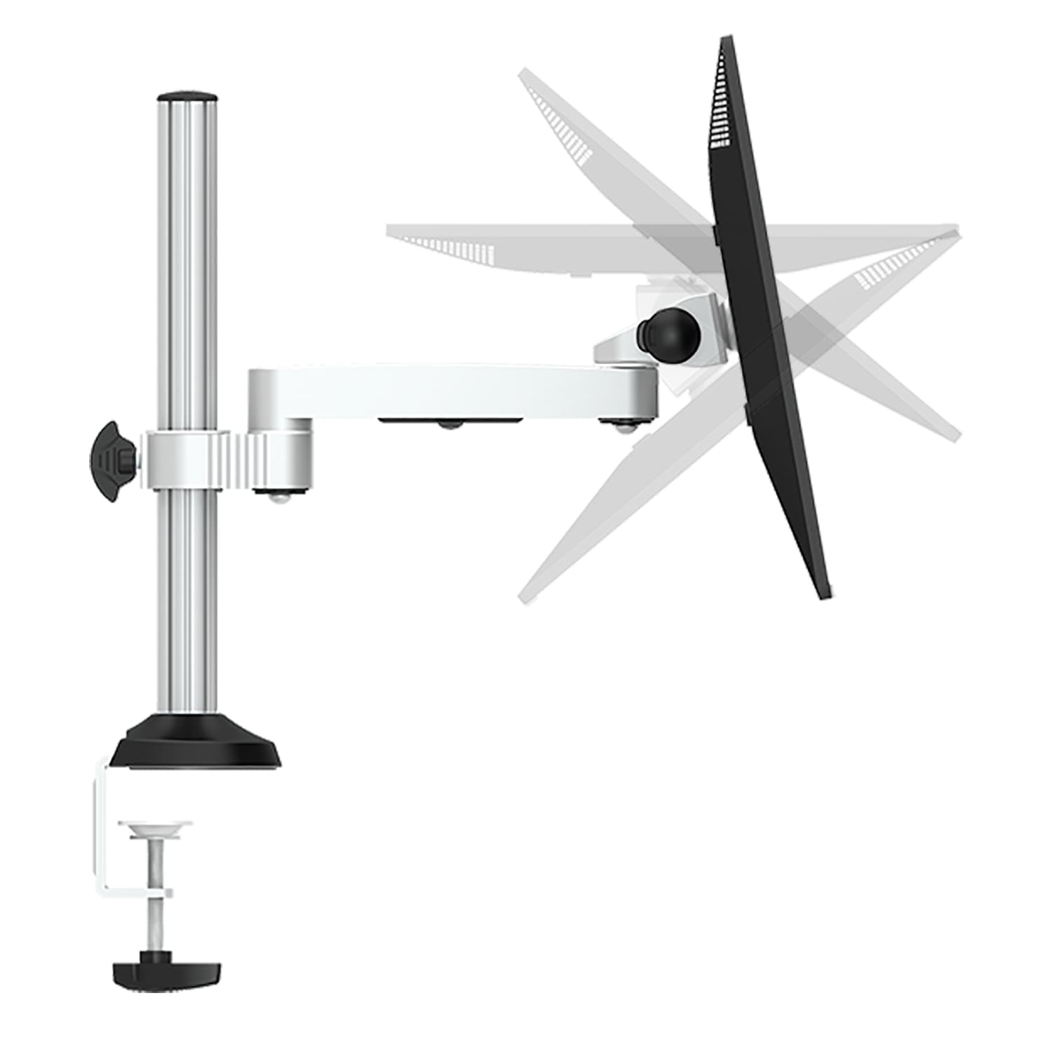 Стойка за монитор 4Smarts ErgoFix H2, за плот, за екрани до 30", VESA 100x100, до 8кг, регулируема, сребриста