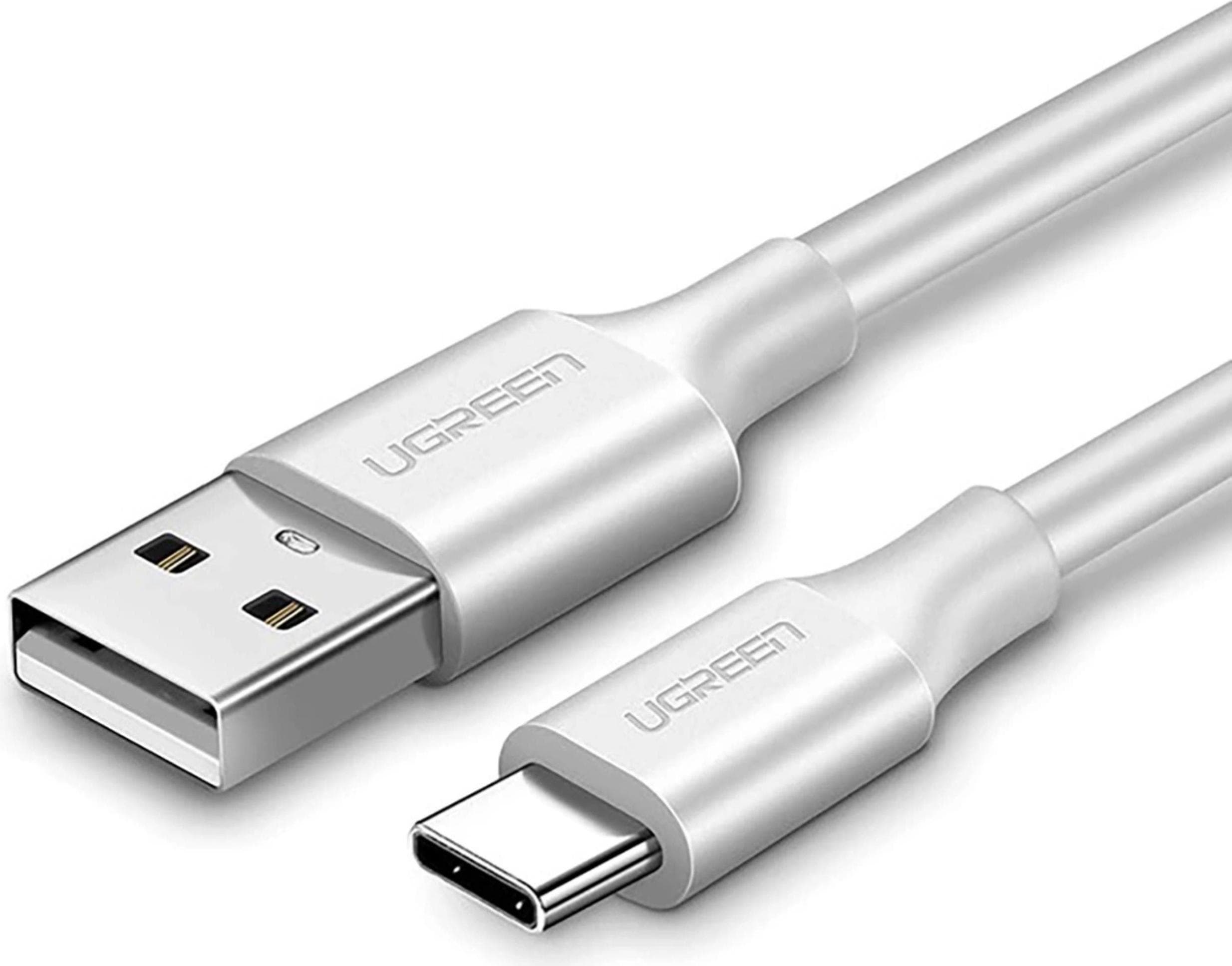 Кабел Ugreen 60121, от USB-A(м) към USB-C(м), 1m, бял