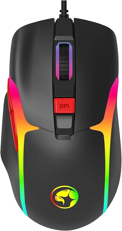 Мишка Marvo M360, оптична (12800dpi), USB, черна, RGB подсветка, 7 програмируеми бутона