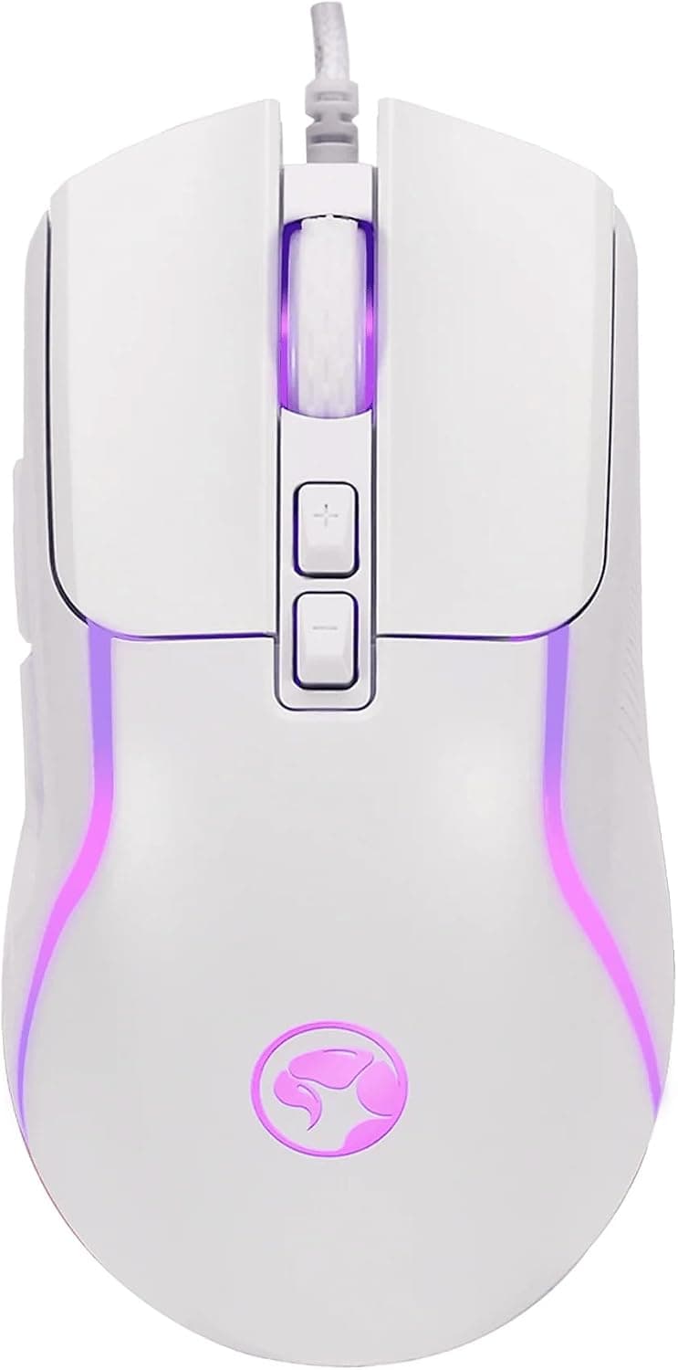 Мишка Marvo M292-WH, оптична (8000dpi), USB, бяла, гейминг, 7 бутона, подсветка