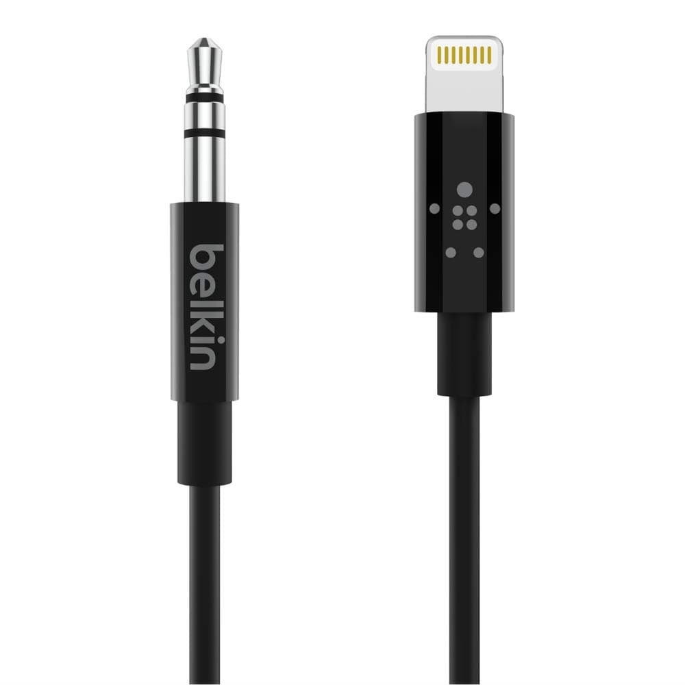 Кабел Belkin AV10172bt03-BLK, от Lightning(м) към AUX(м), 0.9m, черен