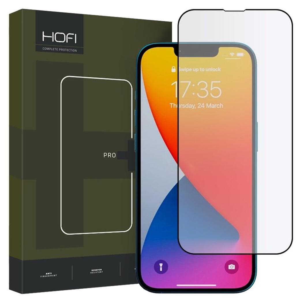 Протектор от закалено стъкло /Tempered Glass/ за Apple iPhone 14 Pro, Hofi Glass Pro Plus Tempered Glass 2.5D, черен/прозрачен