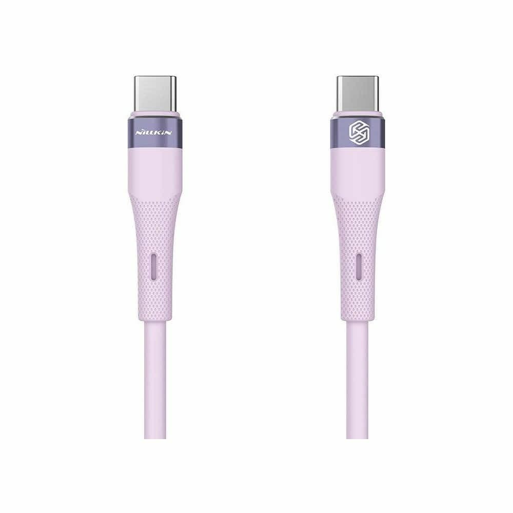 Кабел Nillkin Flowspeed Silicon, от USB C(м) към USB C(м), 1m, 60W, розов