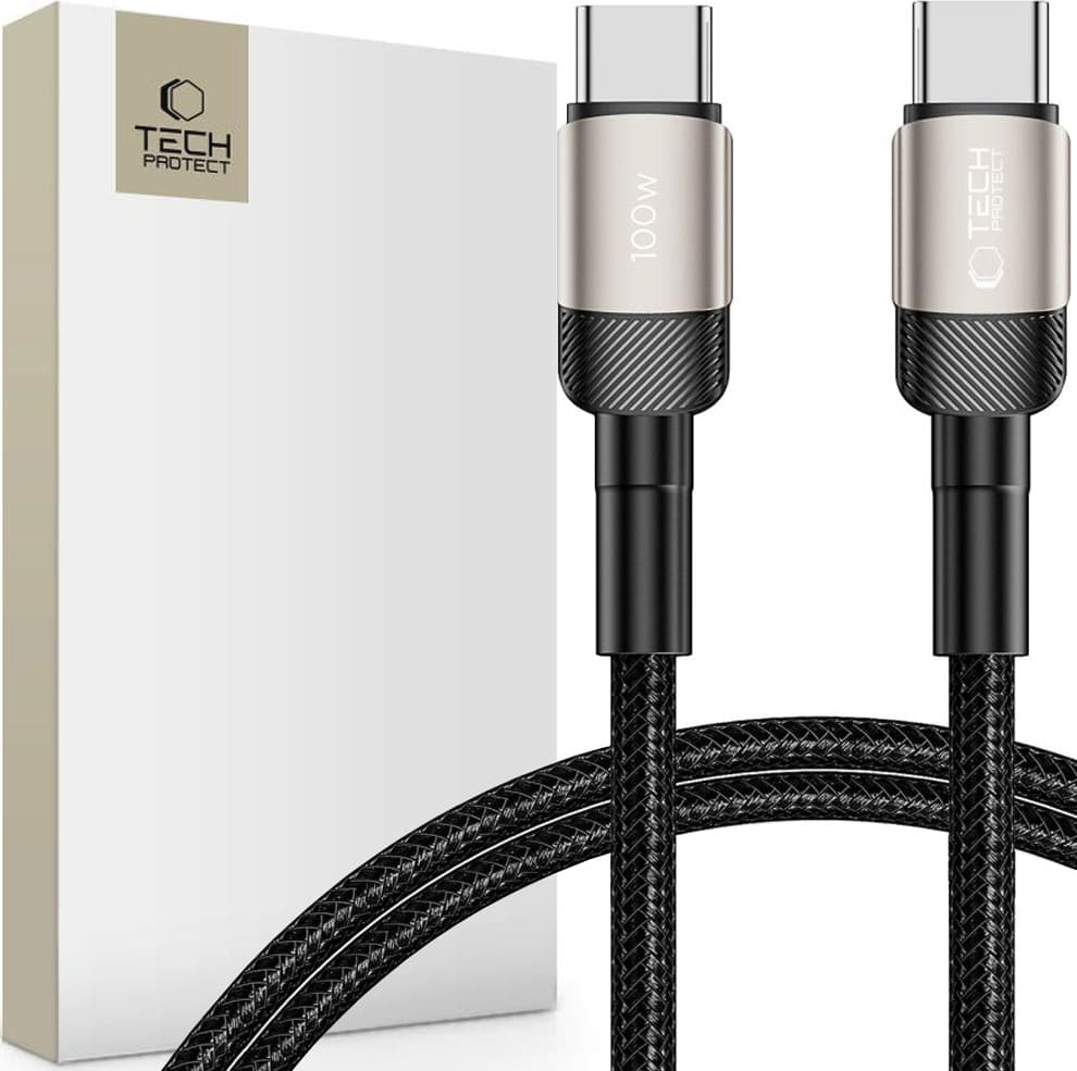 Кабел Tech-Protect THP2598, от USB C(м) към USB C(м), 1m, 100W, черен