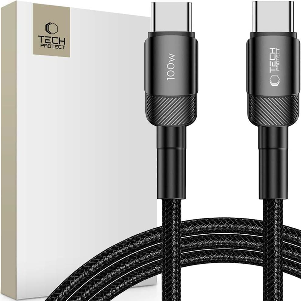 Кабел Tech-Protect THP2595, от USB C(м) към USB C(м), 2m, 100W, черен