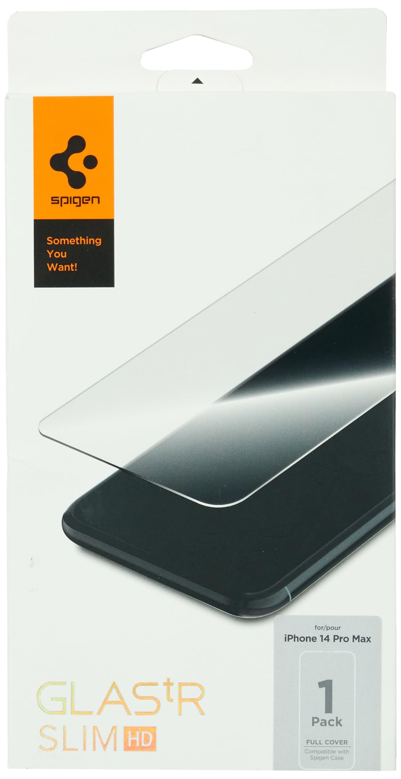 Протектор от закалено стъкло /Tempered Glass/ за Apple iPhone 14 Pro Max, Spigen Glass.Tr Slim, черен/прозрачен