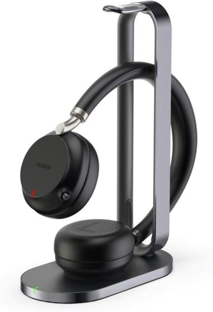 Слушалки Yeаlink BH72 1208610, безжични, Bluetooth, USB-C, микрофон, Acoustic Shield, до 35 часа време на работа, сертифицирани за Microsoft Teams, зарядна стойка, черни