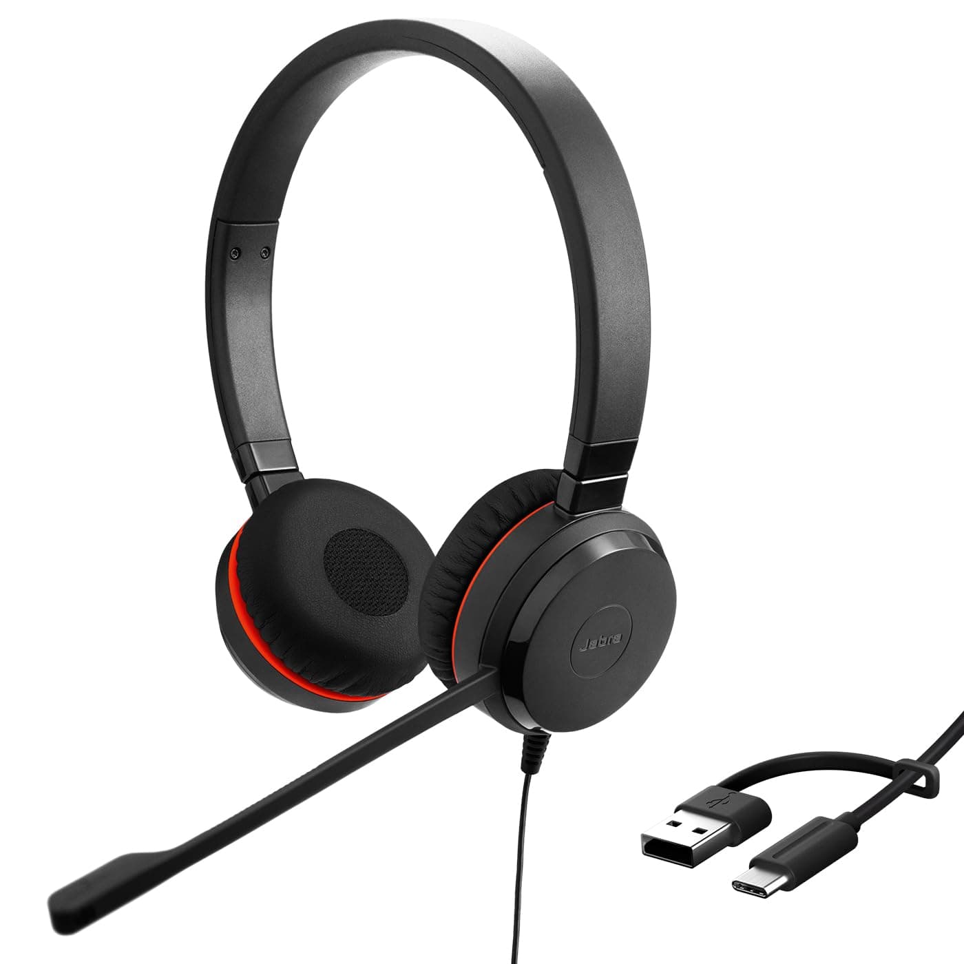 Слушалки Jabra Evolve 20 SE Stereo MS USB C/A, USB, USB-C, микрофон, Jabra PeakStop, Jabra Safetone G616, сертифицирани за Microsoft Teams, черни