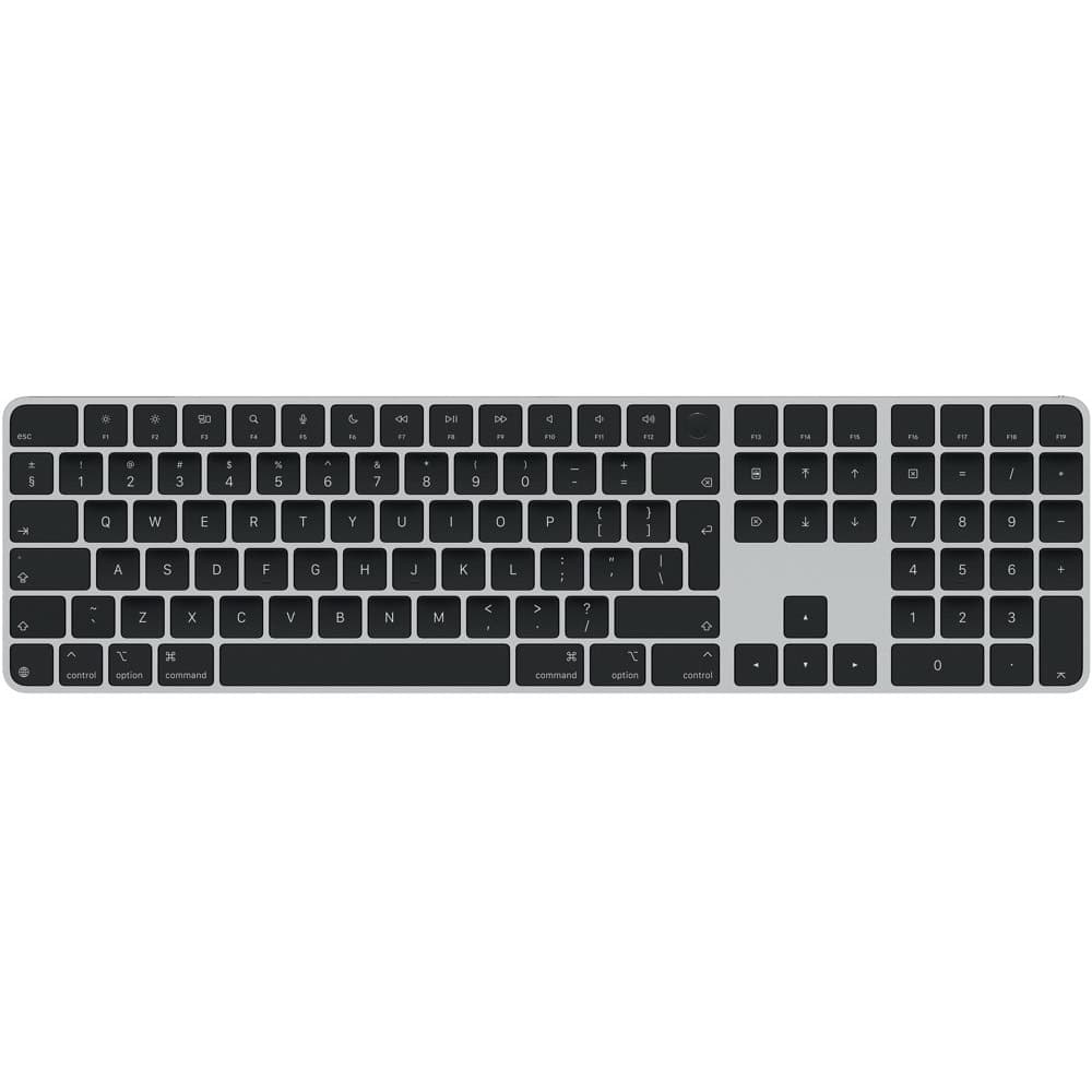 Клавиатура Apple Magic Keyboard (2024) (MXK83BG/A), безжична, Touch ID, Numeric Keypad, кирилизирана по БДС, черна, USB, Bluetooth
