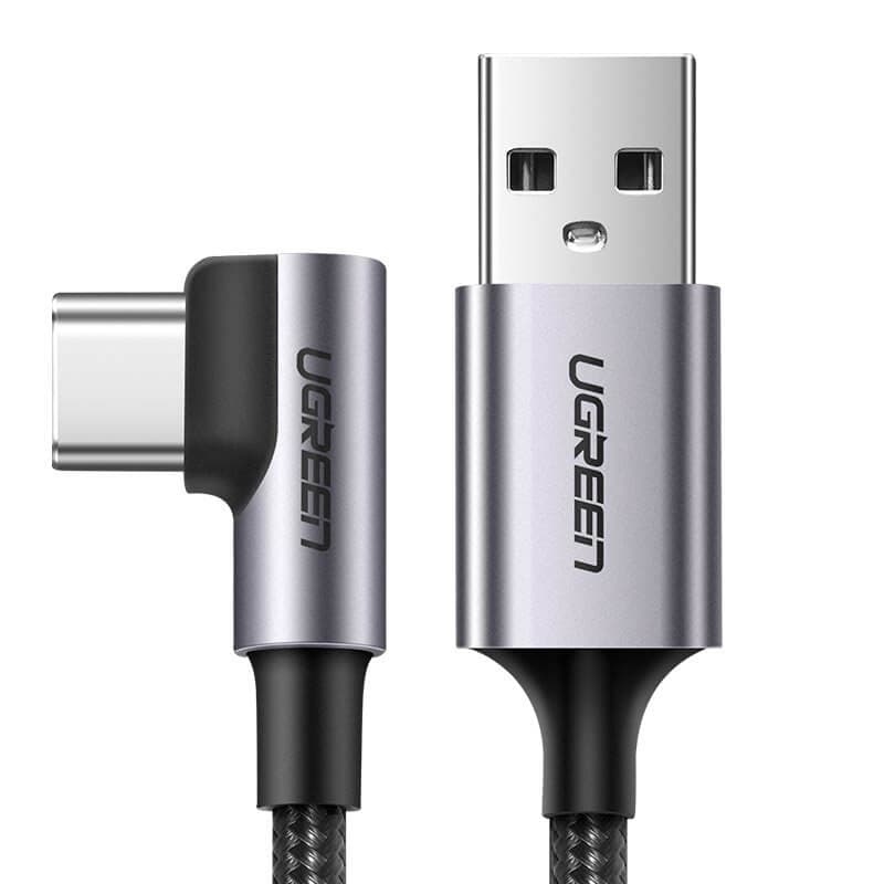 Кабел Ugreen USB-C Data Cable Right Angled (50941), от USB A(м) към USB C(м), 1m, черен